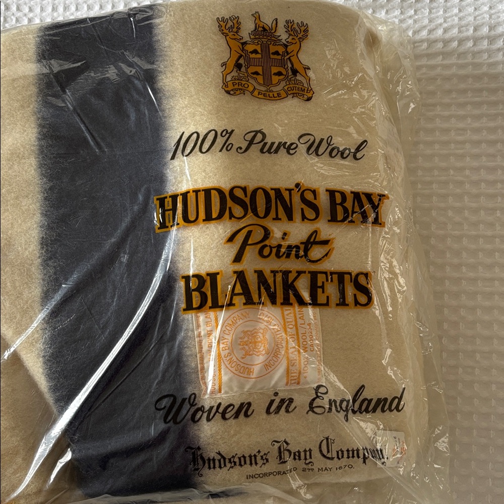 Rare Vintage 1920’s‎ Hudson's Bay 4 Point Stripe Blanket 100% Wool Made England